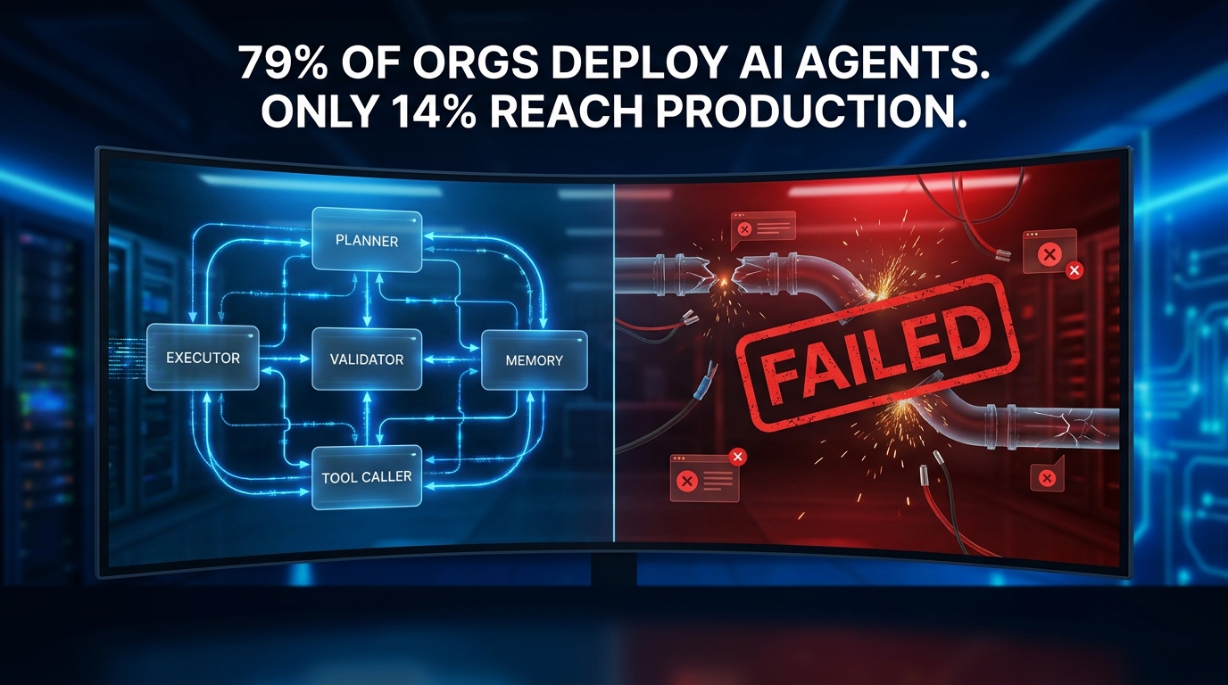 79% of organizations deploy AI agents but only 14% reach production — the agentic AI gap