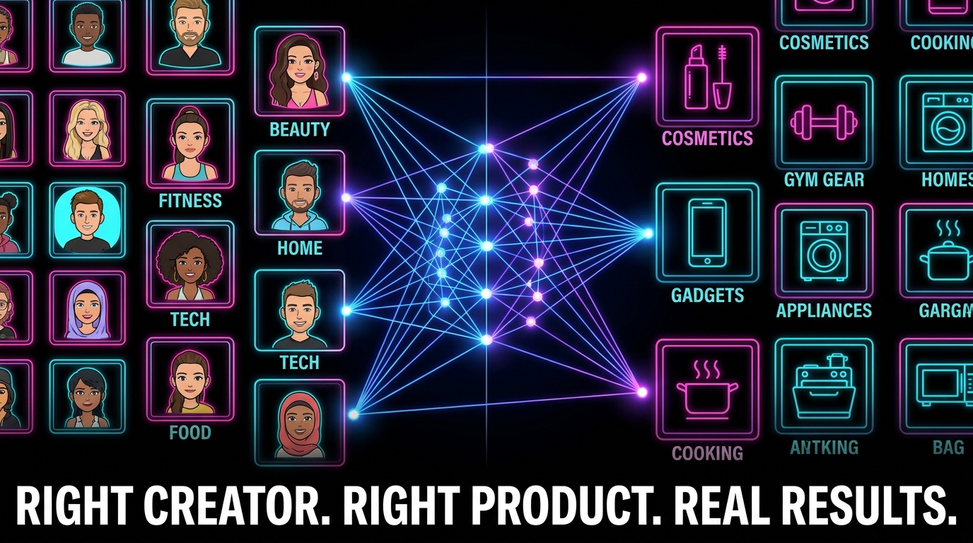 AI creator-product matching for TikTok affiliates — connecting the right creators to the right products using data and AI