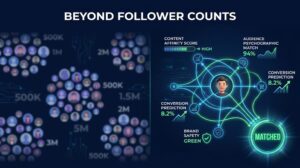 AI-powered creator-product matching dashboard showing signal layers beyond follower counts