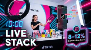 TikTok Shop Live selling strategy with host, live stream, and conversion rate stats