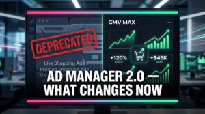 TikTok Shop Ad Manager 2.0 — deprecated legacy formats replaced by GMV Max campaign type