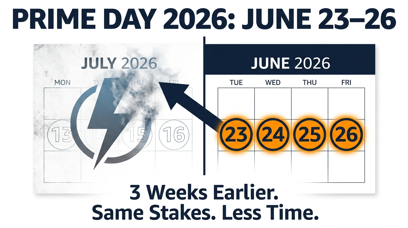 Amazon Prime Day 2026 calendar shift from July to June 23-26 — operational playbook for sellers