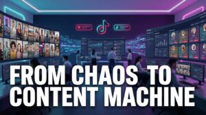 TikTok Shop UGC operations center with creator dashboards and video feeds — From Chaos to Content Machine