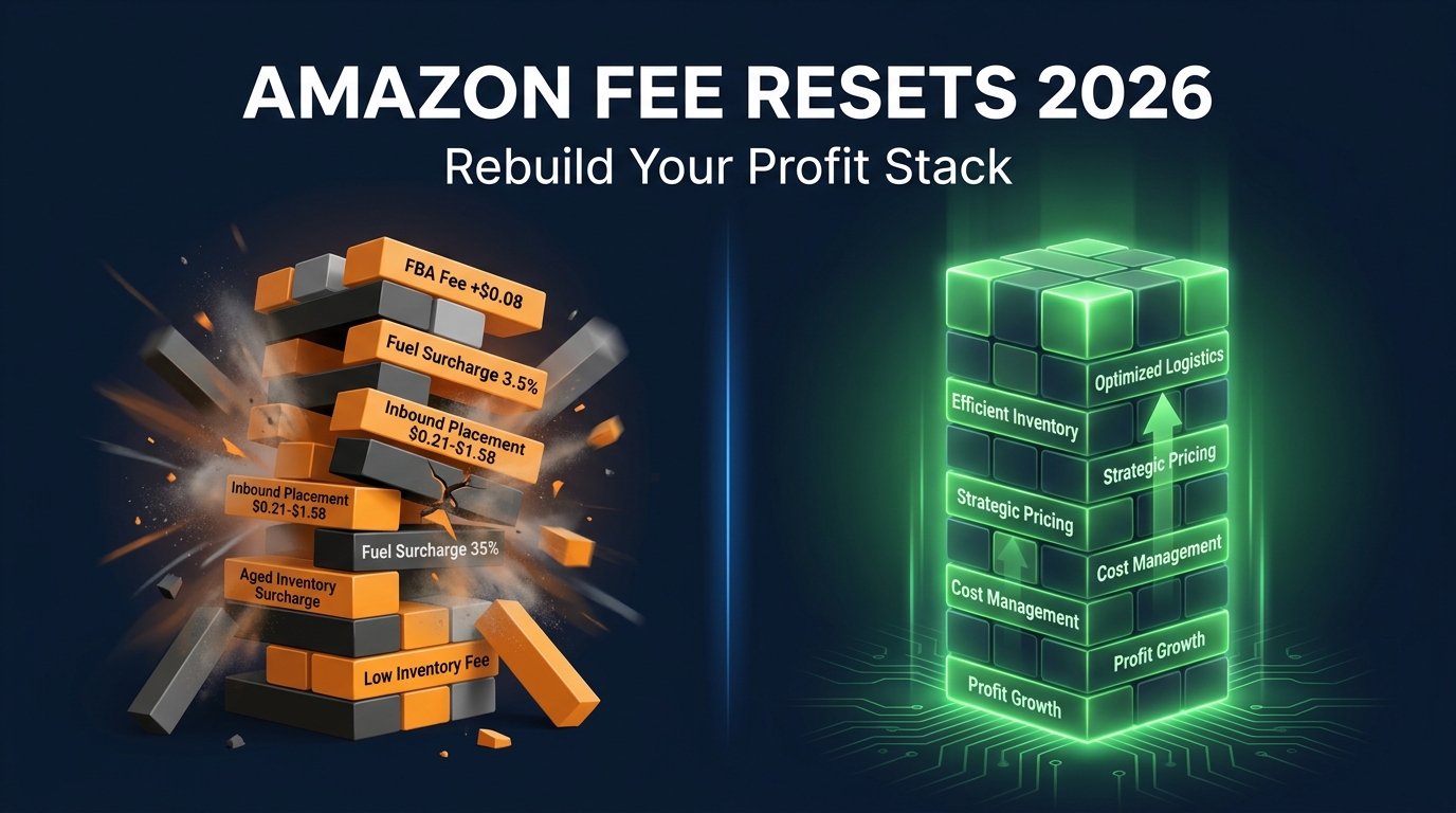 Amazon Fee Resets 2026: Rebuilding Your Profit Stack — fee blocks collapsing and being rebuilt