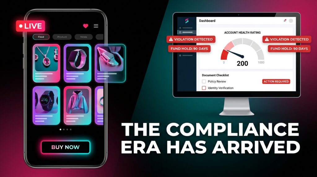 TikTok Shop compliance era 2026 — account health rating dashboard and violation warnings