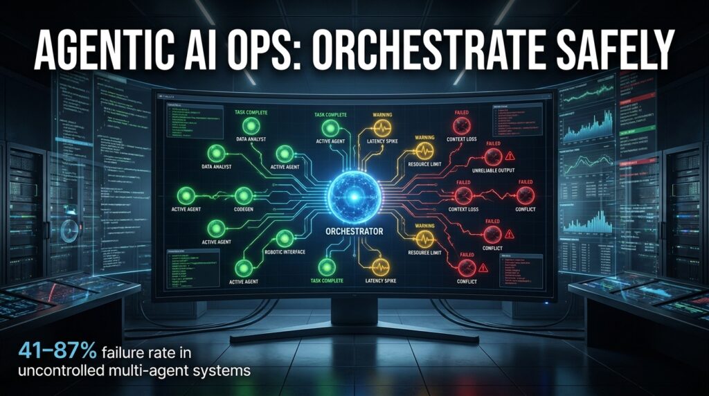Agentic AI Ops: Multi-Agent Orchestration Control Room — 41-87% failure rate in uncontrolled multi-agent systems