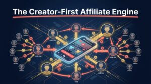 The Creator-First TikTok Shop Affiliate Engine — interconnected creator tiers linked by product flow and commission arrows