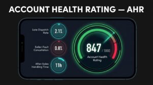 TikTok Shop Account Health Rating dashboard showing a score of 847 out of 1000 with key fulfillment metrics