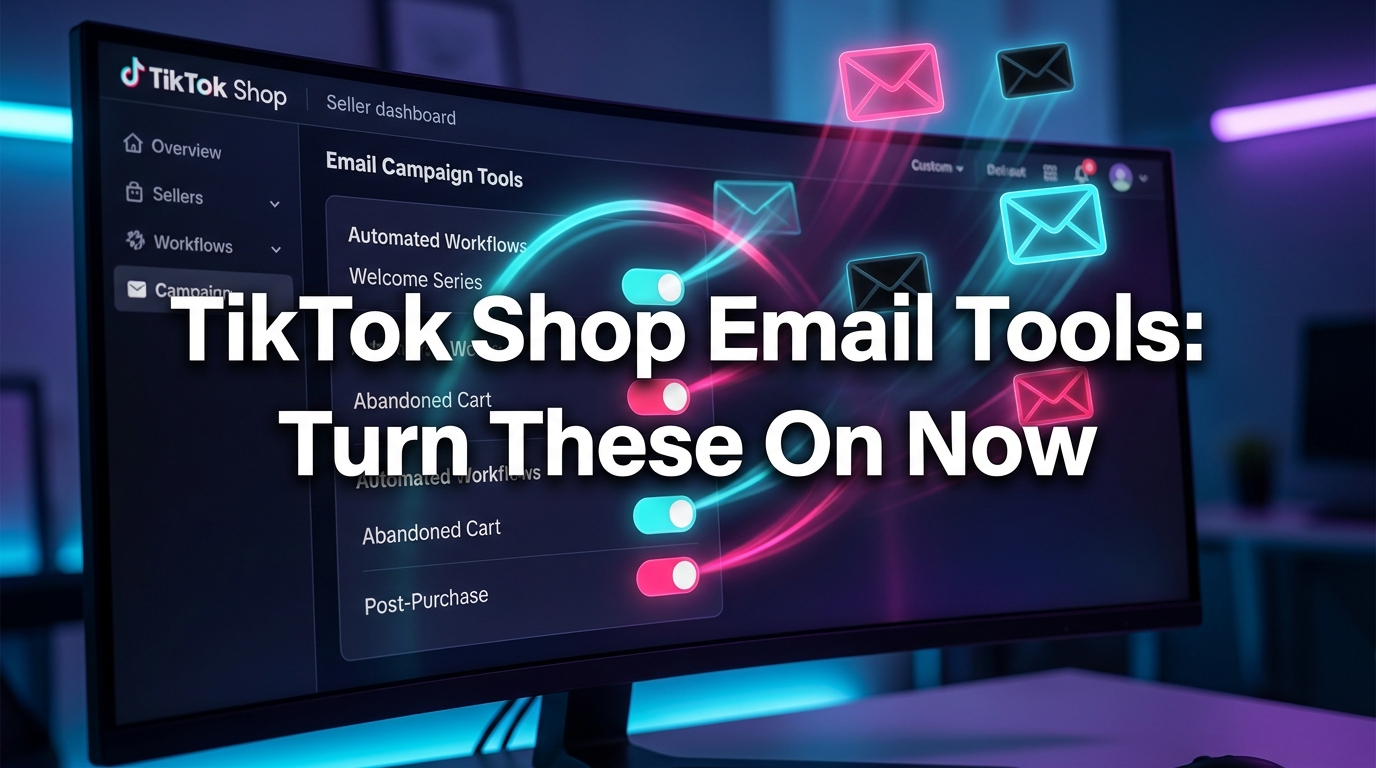 TikTok Shop email marketing tools dashboard with toggle switches turning on