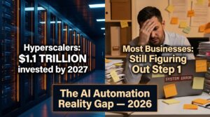 The AI Automation Reality Gap 2026 — hyperscaler trillion-dollar investment vs. businesses still figuring out step one